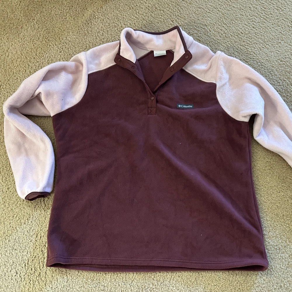 Columbia Maroon Fleece Jacket with Soft Pink Interior